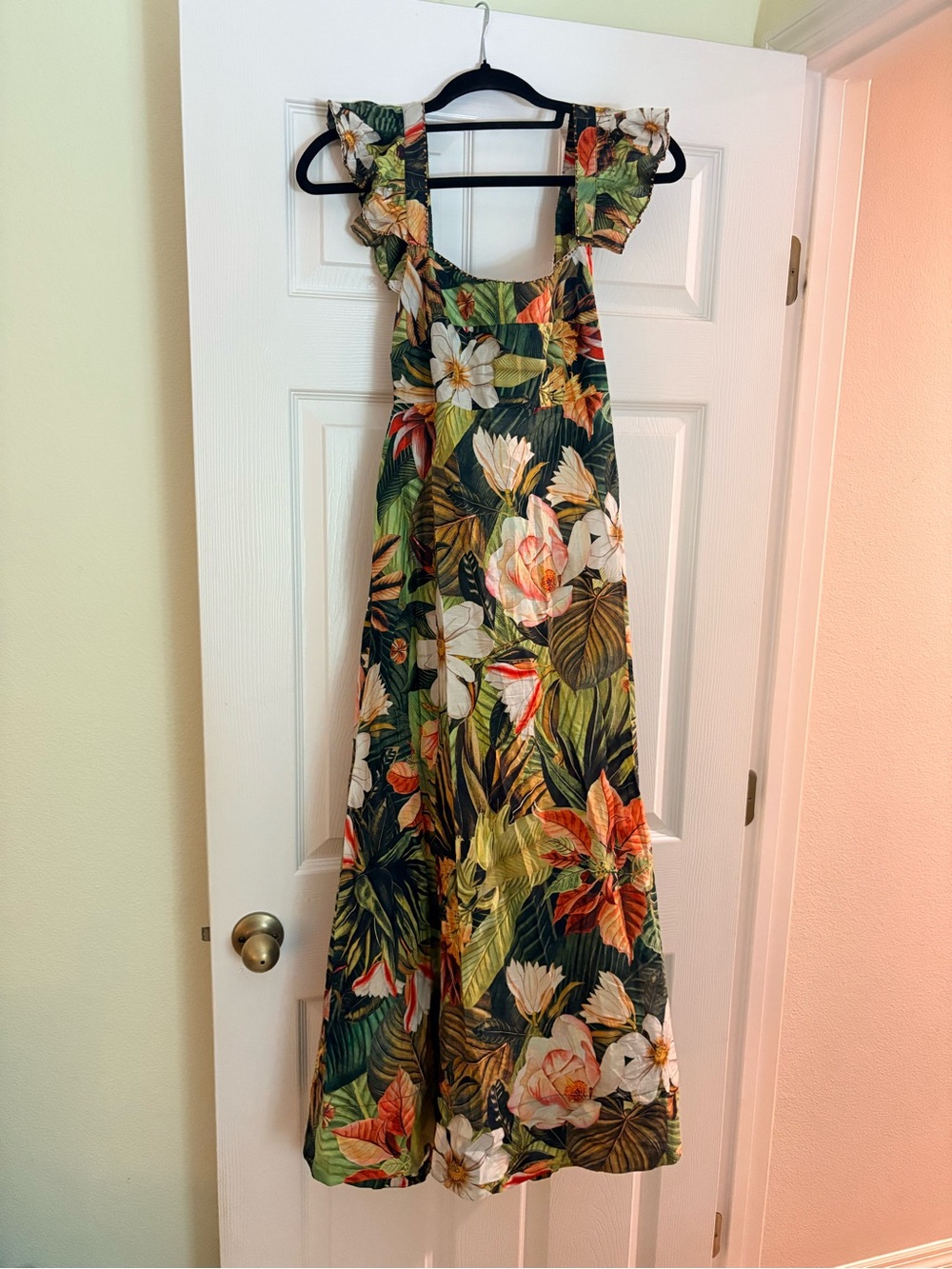 Farm Rio Botanical Forest Ruffled Strap Dress Size Small - Picture 3 of 5